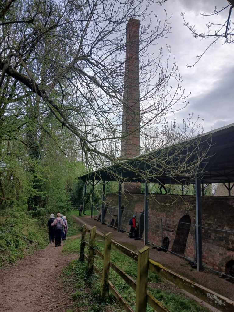 A view of the lime kilns and associated chimney